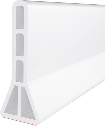 3" High Shower Threshold Water Dam 67 IN Collapsible Shower Water Splash Guard for Curbless Shower Threshold Barrier Water Stopper for Wet and Dry Separation Bathroom and Kitchen (White)