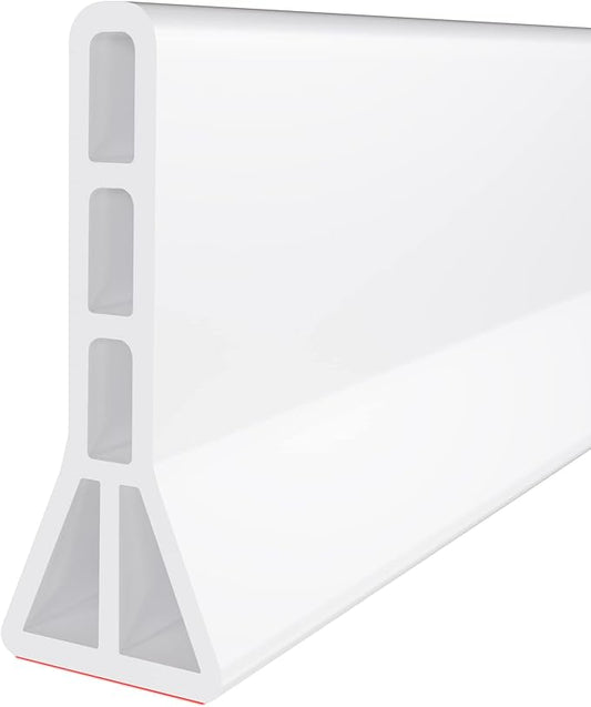 3" High Shower Threshold Water Dam 67 IN Collapsible Shower Water Splash Guard for Curbless Shower Threshold Barrier Water Stopper for Wet and Dry Separation Bathroom and Kitchen (White)
