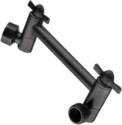 BRIGHT SHOWERS Brass Shower Arm Extender for Rain and Handheld Shower Head, 5 Inch Universal Shower Head Extension Arm, Height & Angle Adjustable, Oil-Rubbed Bronze