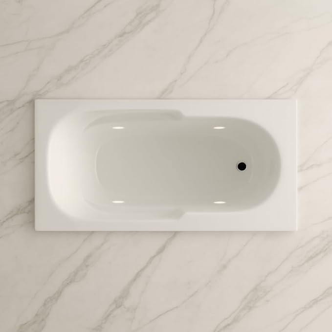 Carver Tubs - AR6032 - Modern White Fiberglass Soaking Bathtub for Bathrooms - w/Built-in LED Lights - White Spacious Rectangular Acrylic Soaking Bathtub - Deep Relaxing Soak - 60"L x 32"W x 18"H