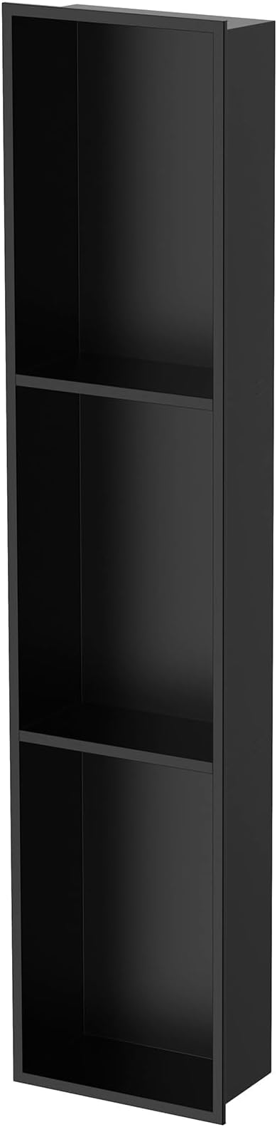 Homevacious 8" X 36" Stainless Steel Shower Niche No Tile Needed Matte Black 3 Tier Bathroom Shelf Rimless Recessed Wall Niche for Bathroom Storage