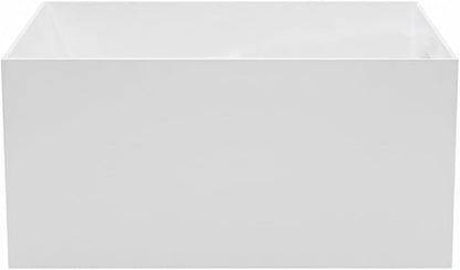 Cpingao 47" Stone Resin Freestanding Bathtub, Solid Surface Japanese Soaking Tubs Modern Rectangular Stand Alone Tub, Matte White 8842-1200
