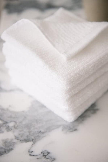 Cozy Earth Ribbed Washcloth Set - 60% Cotton 40% Viscose from Bamboo Bathroom Washcloths - Soft & Absorbent Textured Ribbed Pattern - 4 Pack White