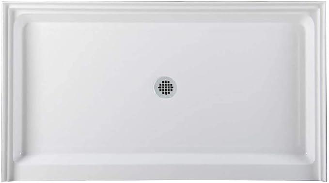 Westbrass SP6036WB-26 60" x 36" 3-Wall Shower Pan with Solid Brass Center Drain and 4-1/4" Cross Grid Brass Drain Cover, Polished Chrome