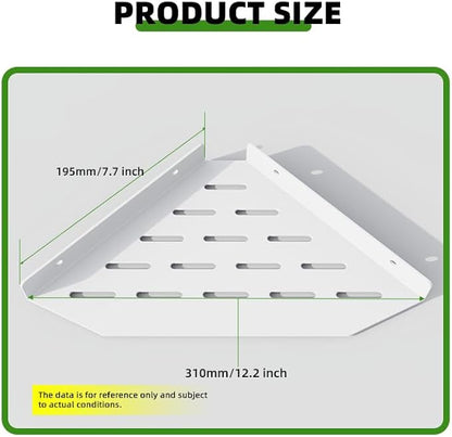 Shower Caddy Hanging Storage Rack Kitchen, Corner Shelf Bathroom Shelves, Metal Floating Shelves for Wall Mounted, Bath Shelving White 12x8.6 inch(31x22cm)