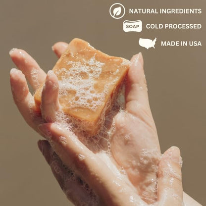Organic Orange Hibiscus Bar Soap - Gentle Cleansing for Sensitive Skin, Fruity - 3 Pack