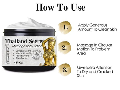 Thailand Secret Specialty Body Lotion 4 Fl Oz - Infused with Makrut Lime Leaf, Lemongrass Oil, Rosemary Oil and Shea Butter - Calming, Relaxing, and Hydrating (4 Fl Oz, Makrut Lime + Lemongrass)
