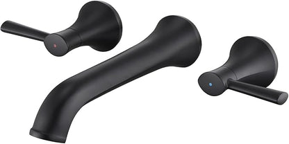 Tub Faucet Wall Mount Roman Tub Filler Black Brass Bathtub Faucets with 2 Handles