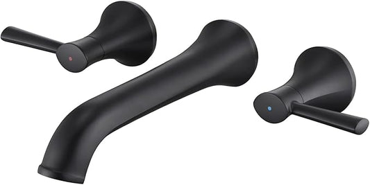 Tub Faucet Wall Mount Roman Tub Filler Black Brass Bathtub Faucets with 2 Handles