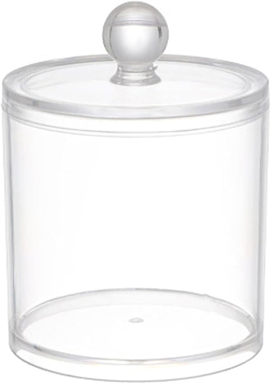 1 Pack Acrylic Qtip Holder Dispenser,Bathroom Canisters Apothecary Jar Set, Vanity Makeup Storage Organizer Set, 12 oz