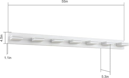 SineRise LED Modern Bathroom Vanity Light Fixtures (7-Light, 55-Inch, Dimmable), Matte White Modern Acrylic Bathroom Wall Lighting Fixtures Over Mirror (Cool White 6000K)