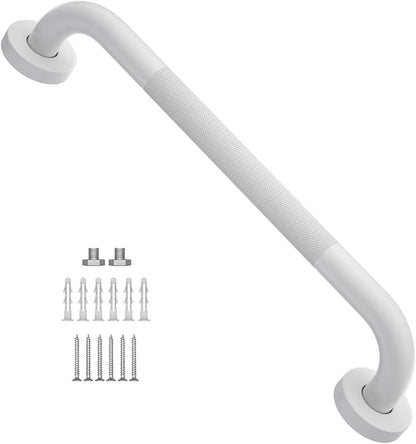 20 Inch Anti Slip Shower Grab Bar Oil Rubbed White 1.25" Diameter,Munzong Bathroom Grab Bar, Knurled Bathroom Balance Bar,Safety Hand Rail Support Handicap Elderly Senior Assist Bath Handle