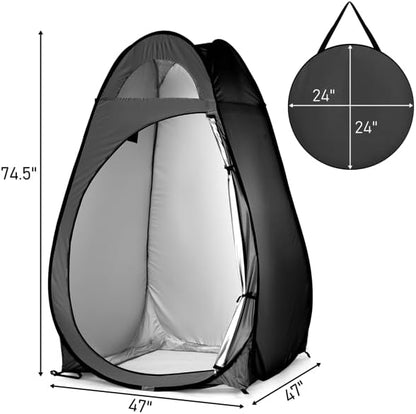 4x4ft Pop Up Privacy Shower Tent with Top Window, 3.6lbs Liightweight Dressing Room, Portable Toilet Stall with Carry Bag for Camping, Beach, Outdoors (Black)