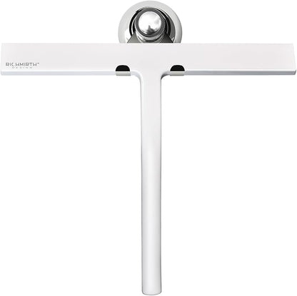 Shower Squeegee for Glass Doors 10 Inch, RICHMIRTH All Purpose Squeegee Cleaning Tool for Window Glass Mirror Bathroom Tile with Suction Cup Hooks - White