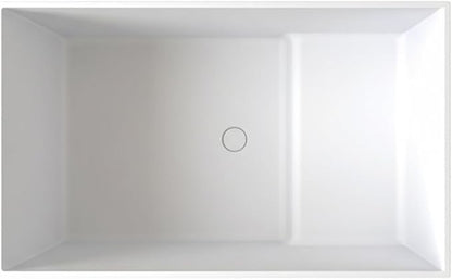 Cpingao 47" Stone Resin Freestanding Bathtub, Solid Surface Japanese Soaking Tubs Modern Rectangular Stand Alone Tub, Matte White 8842-1200