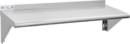 Hally Stainless Steel Shelf 14 x 36 Inches, 300 lb, Commercial Wall Mount Floating Shelving for Restaurant, Kitchen, Home and Hotel