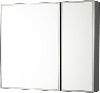 Blossom 25x26 Inch Aluminum Medicine Cabinet with Mirror – Recessed or Surface Wall Mounted Bathroom Storage with Adjustable Glass Shelves, Soft Close Hinges, Rust-Resistant and Modern Mirrored Design