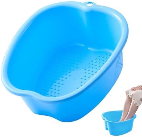 Foot Soaking Tub Large Size Foot Basin Sturdy Soaking Feet Bucket Massager Tub Exfoliation Callus Pedicure Foot Spa Bath Bucket for Women and Men (Blue)