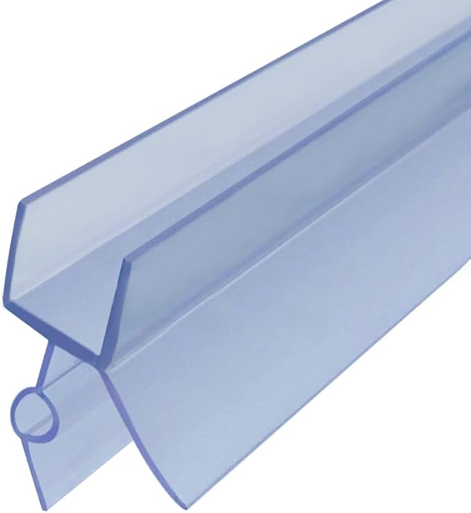 Frameless Shower Door Bottom Seal with Drip Rail for 5/16"(8mm) Glass, Length 27.5"/0.7m, Glass Door Sweep Stop Shower Leaking