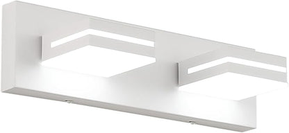 SineRise LED Modern Bathroom Vanity Light Fixtures (2-Light, 15.5-Inch, Dimmable), Matte White Modern Acrylic Bathroom Wall Lighting Fixtures Over Mirror (Cool White 6000K)
