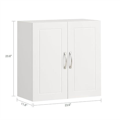 SoBuy Kitchen Wall Cabinet for Laundry Room, Medicine Cabinet for Bathroom, Wall Storage Cabinet for Garage, Linen Tower Bath Cabinet, Cabinet with Shelf, White FRG231-W