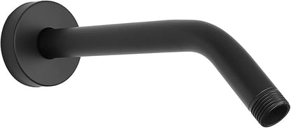 HarJue Shower Arm with Flange and Teflon Tape, Wall Mounted Shower Pipe 304 Stainless Steel Extension Arm for Fixed Shower Head & Handheld (6 Inch, Matte Black)