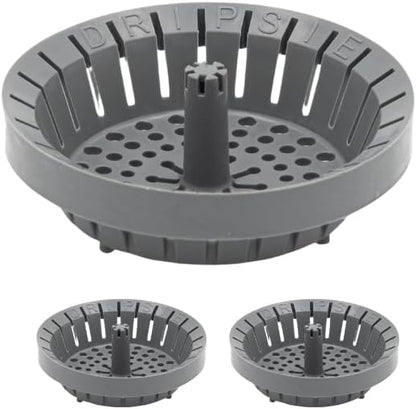 Kitchen Sink Strainer 3.25" - Dripsie Anti-Clog Food Catcher, Flexible Drain Basket, Dishwasher Safe, Standard Fit, Made in USA (3-Pack Gray)