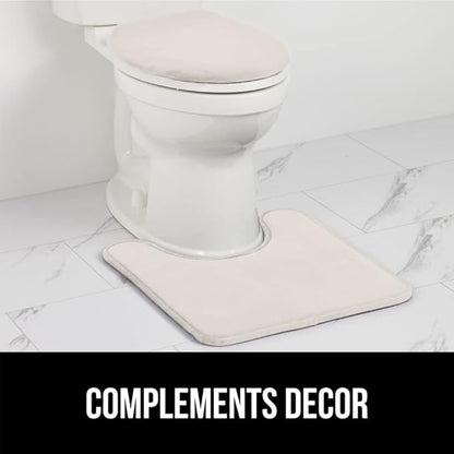 GORILLA GRIP Thick Memory Foam Toilet Rug for Bathroom, U Shaped Washable, Soft Absorbent Velvet Topside Floor Mats, Machine Wash, Cushioned Luxury Rugs for Bath Room, 22.5 x 19.5, Cream