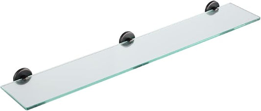 JQK Bathroom Glass Shelf Oil Rubbed Bronze, Tempered Glass Shower Storage 30 by 5 inches, 304 Stainless Steel ORB Wall Mount, TGS101L30-ORB