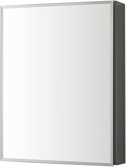 Blossom 20x26 Inch Aluminum Medicine Cabinet with Mirror – Recessed or Surface Wall Mounted Bathroom Storage with Adjustable Glass Shelves, Soft Close Hinges, Rust-Resistant and Modern Mirrored Design