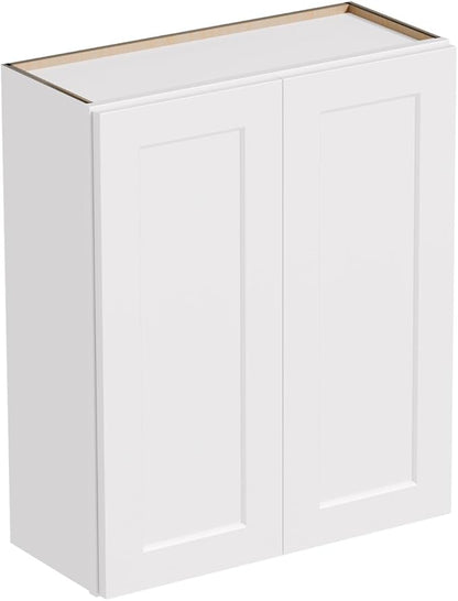 36 Inch Laundry Room Cabinets Wall Mounted, Solid Wood Over The Toilet Storage Cabinet, Bathroom Organizer Cabinets with 2 Shaker Door & 3 Shelves, Easy to Assemble for Kitchen, Garage - White