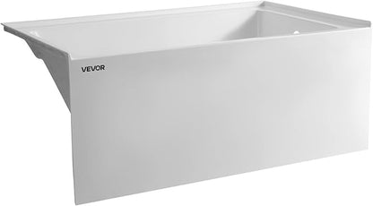 VEVOR Alcove Bathtub, 48" x 30" Contemporary Alcove Acrylic Bathtub, Soaking Bath Tub with Right Hand Drain and Overflow Hole, Large Rectangular Deep Soak Tub for Bathroom with Integral Flange, White