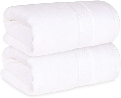 Cloudura Luxury Bath Towels-100% Cotton | Quick Dry | Lightweight | Thick I Good for Spa,Gym & Hotel Quality,(27'x54')-Soft & Absorbent (White, Set of 2)