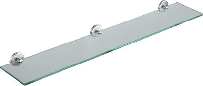 JQK Bathroom Glass Shelf, Tempered Glass Shower Storage 30 by 5 inches, 304 Stainless Steel Brushed Finish Wall Mount, TGS101L30-BN