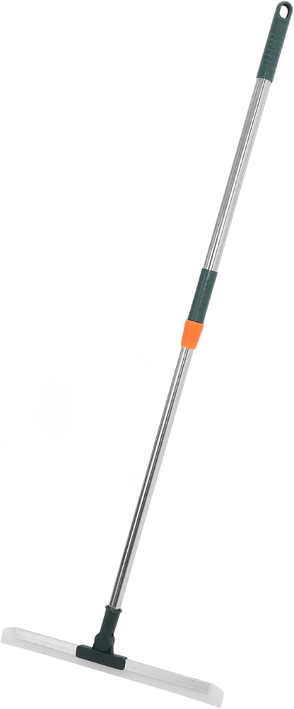 Silicone Squeegee with Rotating Head and Extendable Long Handle Scratch-Resistant Floor and Tile Cleaner for Bathroom Kitchen Reusable Adjustable Floor Squeegee Broom for Shower