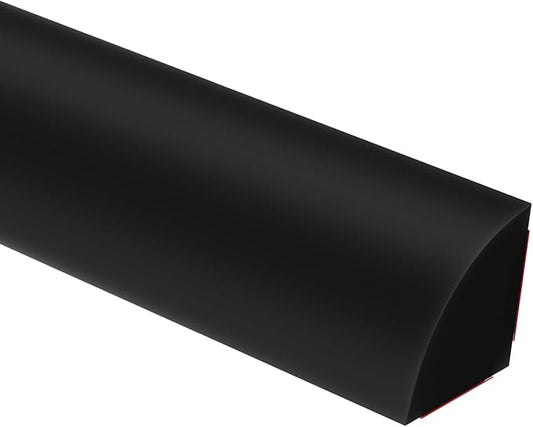 Duzzy 158 Inch Flexible Quarter Round Molding, Peel and Stick Silicone Rubber Trim Suitable for Wall Edge Floor Corner,Staircase Cabinet Edge Black