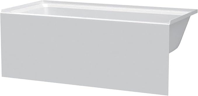 Fine Fixtures Acrylic, Fiberglass Alcove Soaking Bathtub with Integral Apron Front - Drain Included (72" x 36", Right Hand, White)