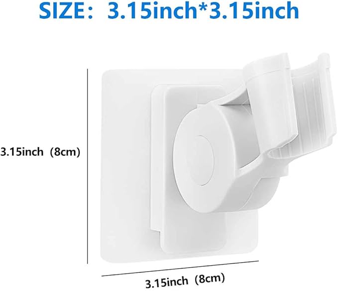 Shower Head Holder,Plastic Bathroom Strong Adhesive Showerhead Adapter,Wall Mount Adjustable Handheld Shower Head Holder Bracket,Waterproof,Relocatable Shower Wand Holder,White