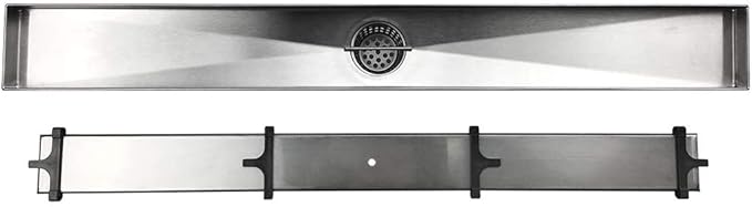 Neodrain 40-Inch Linear Shower Drain with Tile Insert Grate, Brushed 304 Stainless Steel Rectangle Shower Floor Drain, Linear Drain with Leveling Feet, Hair Strainer