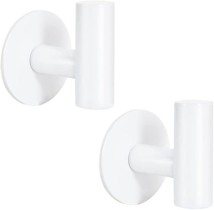 Vuzvuv Adhesive Hooks White SUS304 Stainless Steel - Self Adhesive Heavy Duty Waterproof Wall Hooks for Towel, Coat, Robe in Bathrooms Kitchen Hotel (2-Pack)
