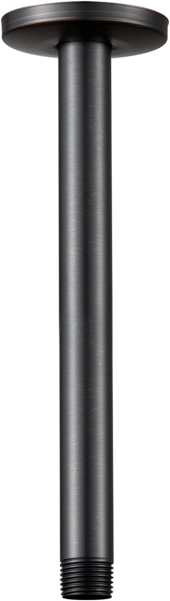 OFFO Shower Arm with Flange, 10 in Oil Rubbed Bronze Ceiling Mount Replacement Rain Shower Head Straight Arm Ceiling-Mounted For Fixed Shower Head & High Pressure Rain
