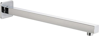 Voolan 16" Square Shower Arm with Flange and Teflon Tape, Extension Shower Head Arm for Bathroom Fixed Shower Head, Solid Stainless Steel, Wall Mounted (Chrome)