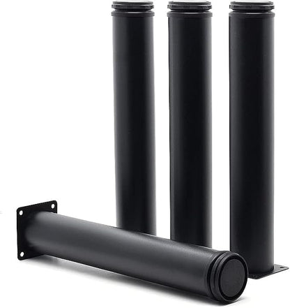 12 Inch Metal Furniture Legs Stainless Steel Adjustable Legs Black Metal Legs Round Cabinet Legs for Coffee Table Cabinet Desk Sofa Shelves, Pack of 4