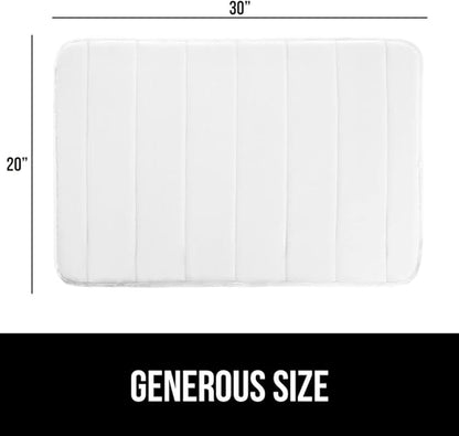 GORILLA GRIP Memory Foam Bath Mat, Soft Absorbent US Designed Bathroom Rug, Gripping Dots Machine Washable Bathmat, Cushioned Floor Mats, Shower Sink Rugs Room Décor Accessories, 30x20 White