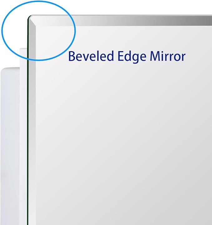 Bathroom Medicine Cabinet with Beveled Edge Mirrored Door 24 x 30 inch, Recessed or Surface Mount, with Adjustable Glass Shelves
