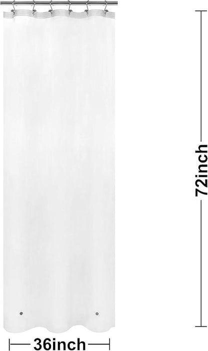 White Stall Shower Curtain Liner 36 x 72 inch Plastic Shower Liner Washable Inside Shower Curtain Liner PEVA Shower Curtains for Bathroom with Magnets and Rustproof Metal Grommet Holes