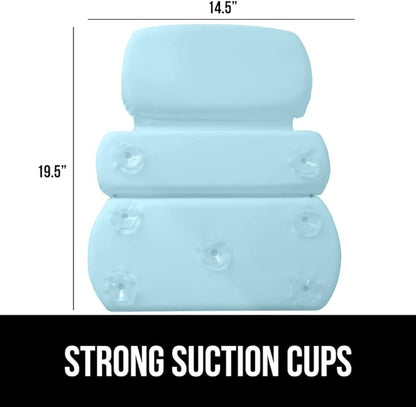 GORILLA GRIP Bath Pillow for Tub, Improved Suction Cups, Luxury Bathtub Pillows, Headrest for Neck and Back Support, Relaxing Home Spa, Hot Tubs and Bathroom Essentials, Gifts for Women, 3 Panel Blue