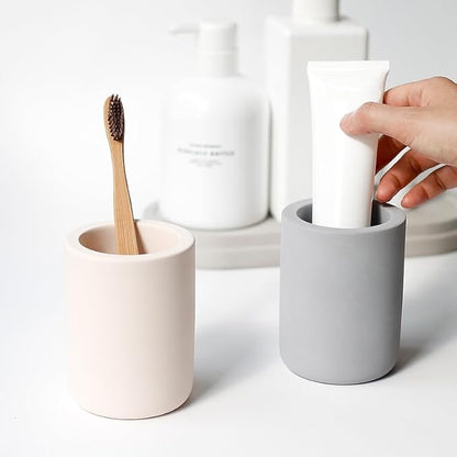 Selegna Drying Stone Toothbrush Holder, Diatomite Toothbrush Holders for Bathroom, Quick Drying Electric Toothbrush & Toothpaste Holder Cup, Diatomaceous Earth Bathroom Sink Organizer (Dark Grey)