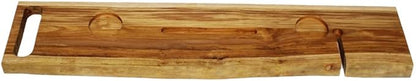 EcoDecors Eleganto 42" Live Edge Solid Teak Bath Caddy Tray with Handle, Book & Tablet Holder, Wine Glass Holders, Luxury Bathtub Tray