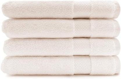 Maisonette Elegance 100% Organic Cotton Turkish Hand Towels - Soft Absorbent Washcloths for Face - Ideal Quick Dry Large Towel Wash Cloth Set for Bathroom - (20" x 30", 4 Pack) - Light Beige (Natural)